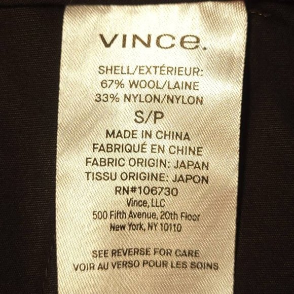 Vince Womens Pants Dress Career Brown S Mid Rise Flat Front Wool Blend Small New - Picture 11 of 11